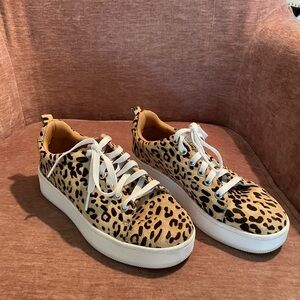 Halogen Calf Hair Leopard Printed Sneaker